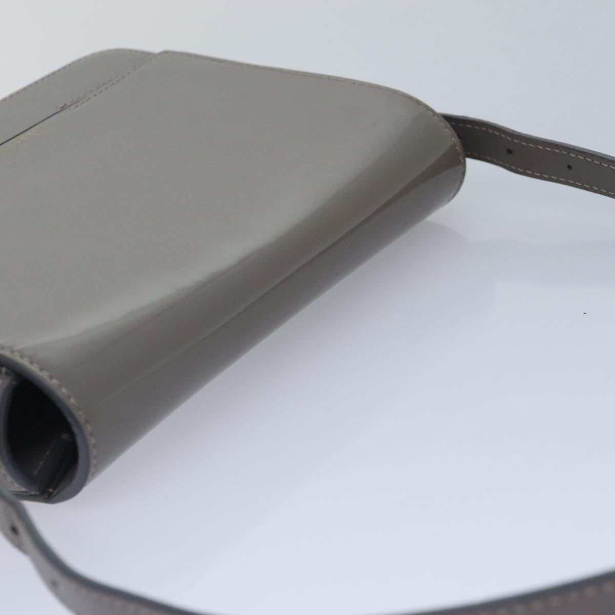 BURBERRY Shoulder Bag Patent leather Gray Gold Auth bs17639