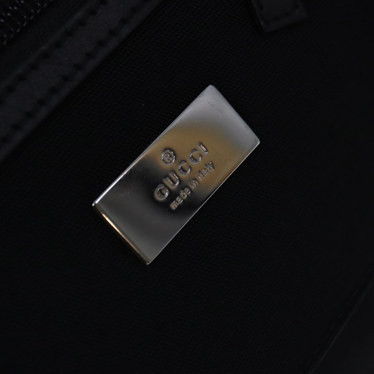 GUCCI Shoulder Bag Nylon Black Silver 122374 Auth bs17862