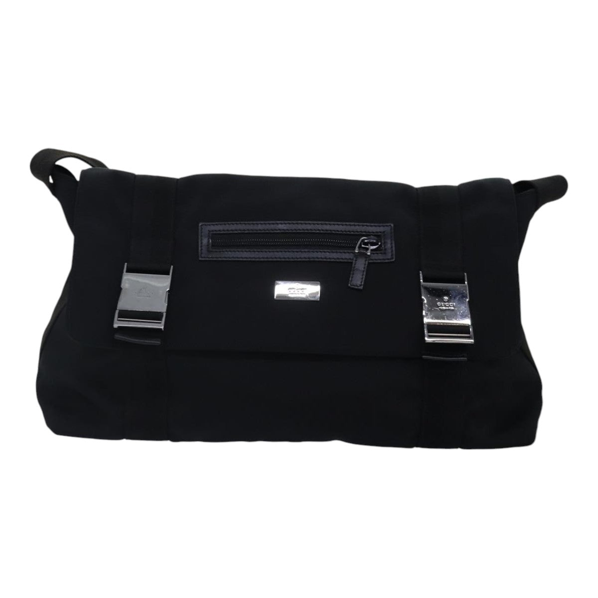 GUCCI Shoulder Bag Nylon Black Silver 122374 Auth bs17862