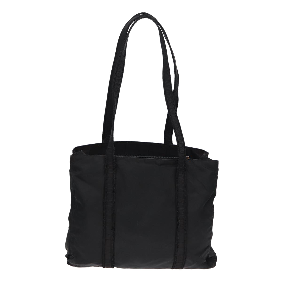 PRADA Tote Bag Nylon Silver Black Auth bs17886