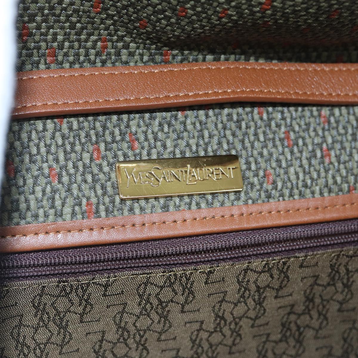 SAINT LAURENT Shoulder Bag PVC Leather Gold Green Auth bs17956