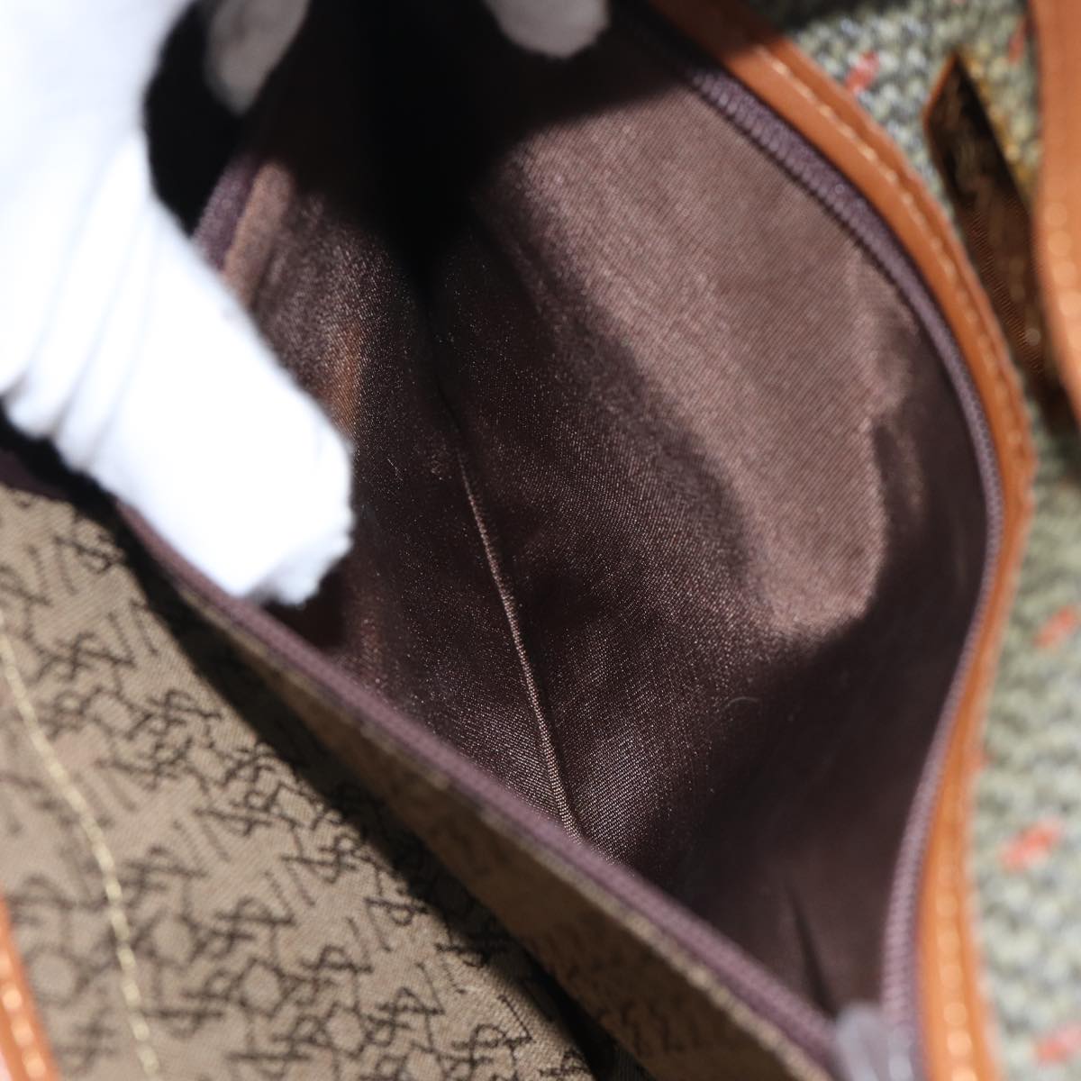 SAINT LAURENT Shoulder Bag PVC Leather Gold Green Auth bs17956