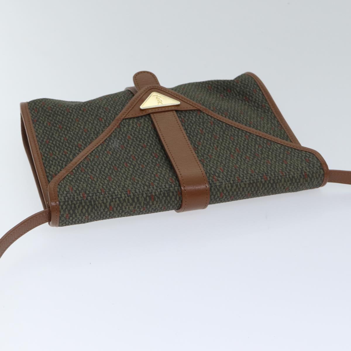 SAINT LAURENT Shoulder Bag PVC Leather Gold Green Auth bs17956