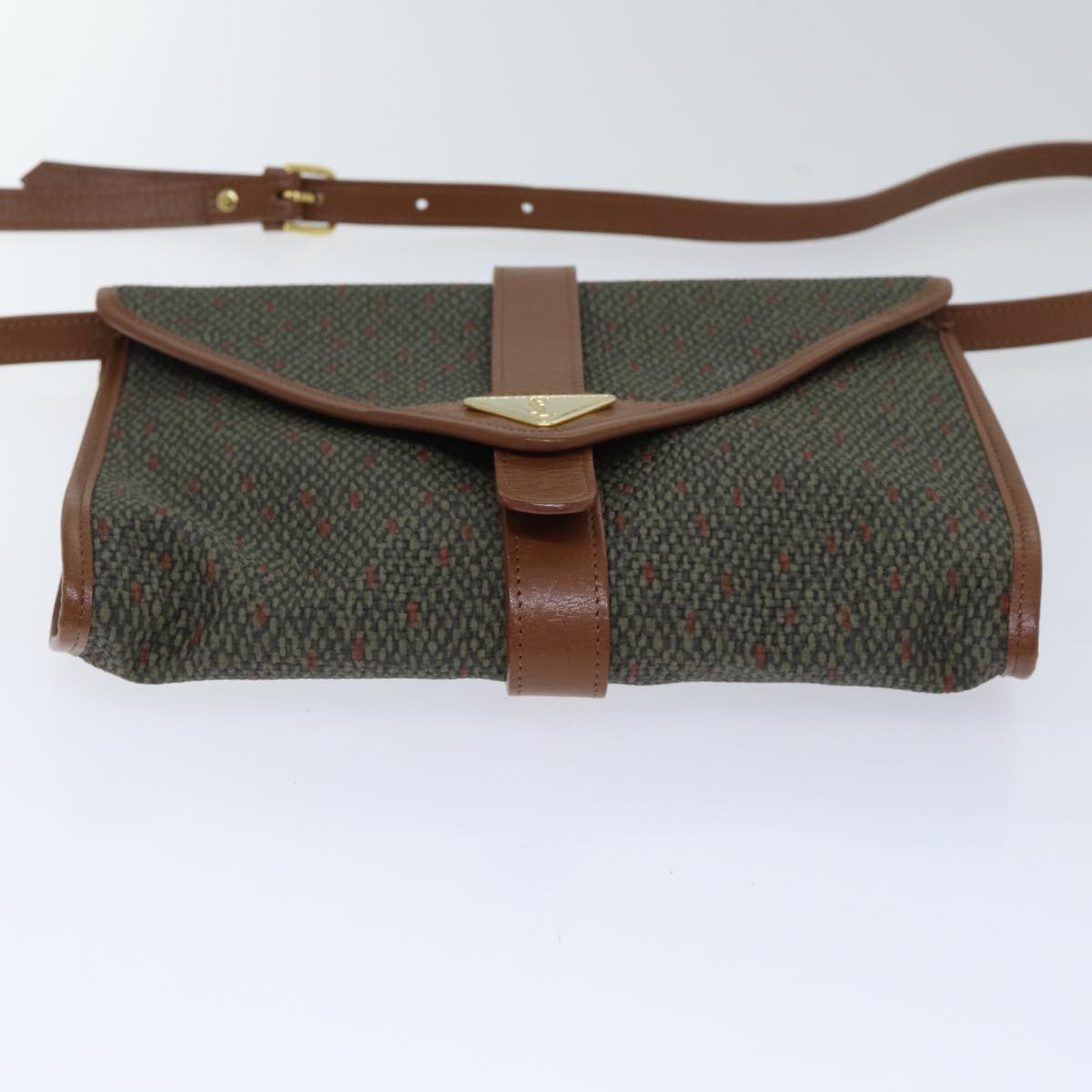 SAINT LAURENT Shoulder Bag PVC Leather Gold Green Auth bs17956