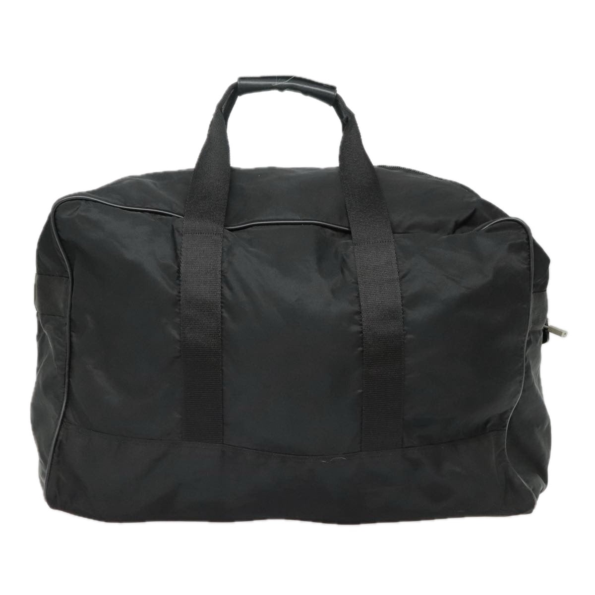 PRADA Boston Bag Nylon Black Silver Auth bs18030