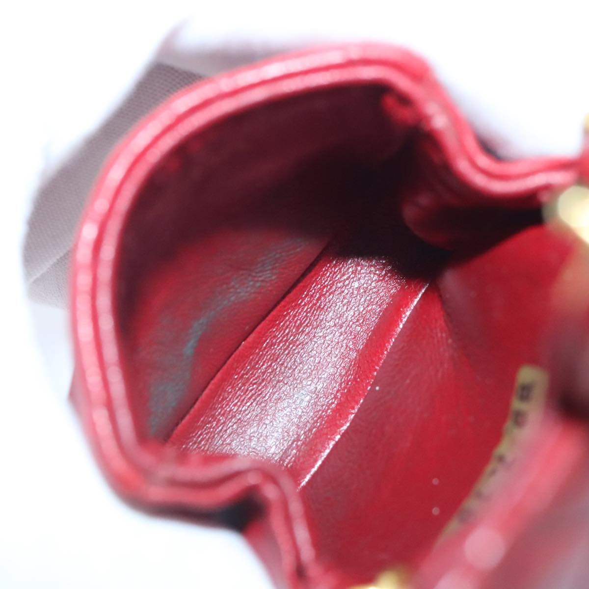 CHANEL Mini Matelasse Chain Pouch Lamb Skin Red Gold CC Auth bs18102