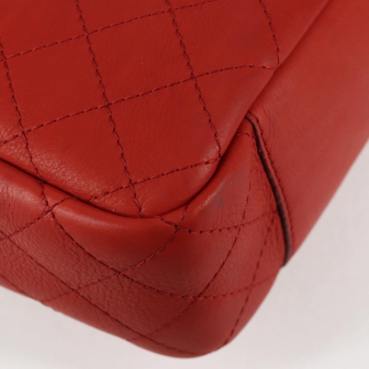 CHANEL Matelasse Chain Boy Chanel Shoulder Bag Leather Orange CC Auth bs18169