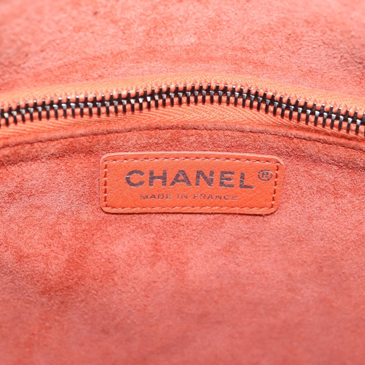 CHANEL Matelasse Chain Boy Chanel Shoulder Bag Leather Orange CC Auth bs18169