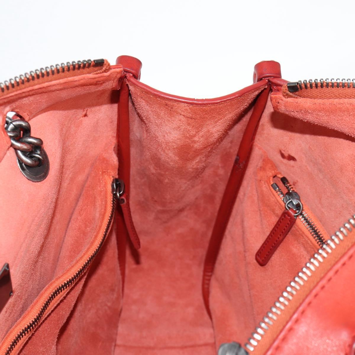 CHANEL Matelasse Chain Boy Chanel Shoulder Bag Leather Orange CC Auth bs18169