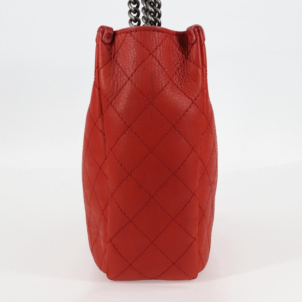 CHANEL Matelasse Chain Boy Chanel Shoulder Bag Leather Orange CC Auth bs18169