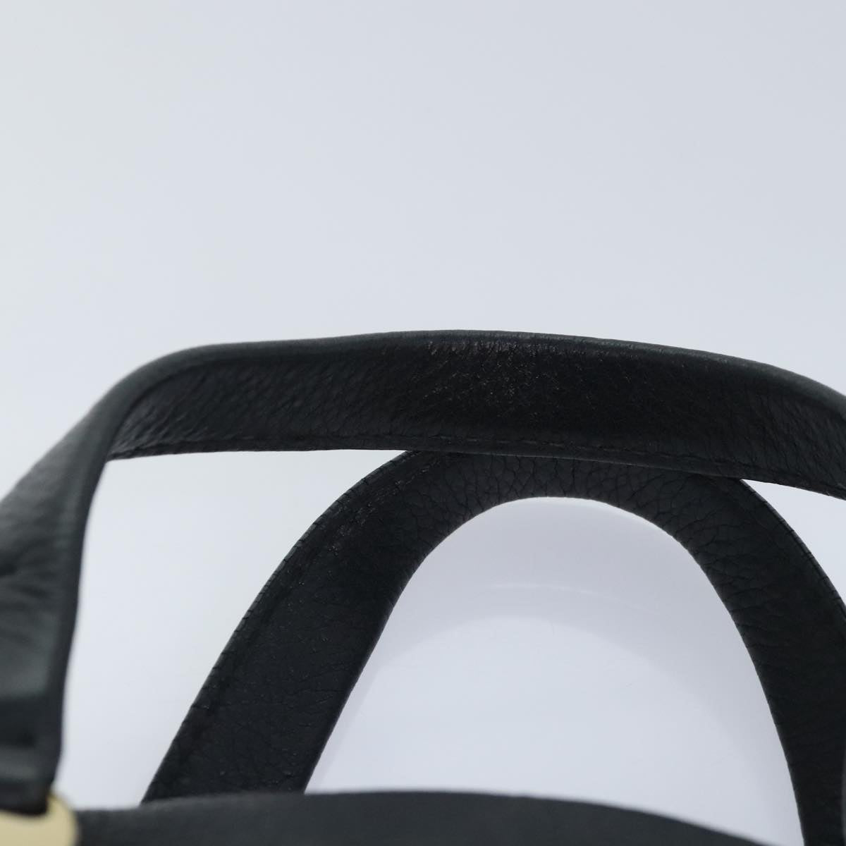 Salvatore Ferragamo Vala Hand Bag Leather Black Gold Auth bs18289