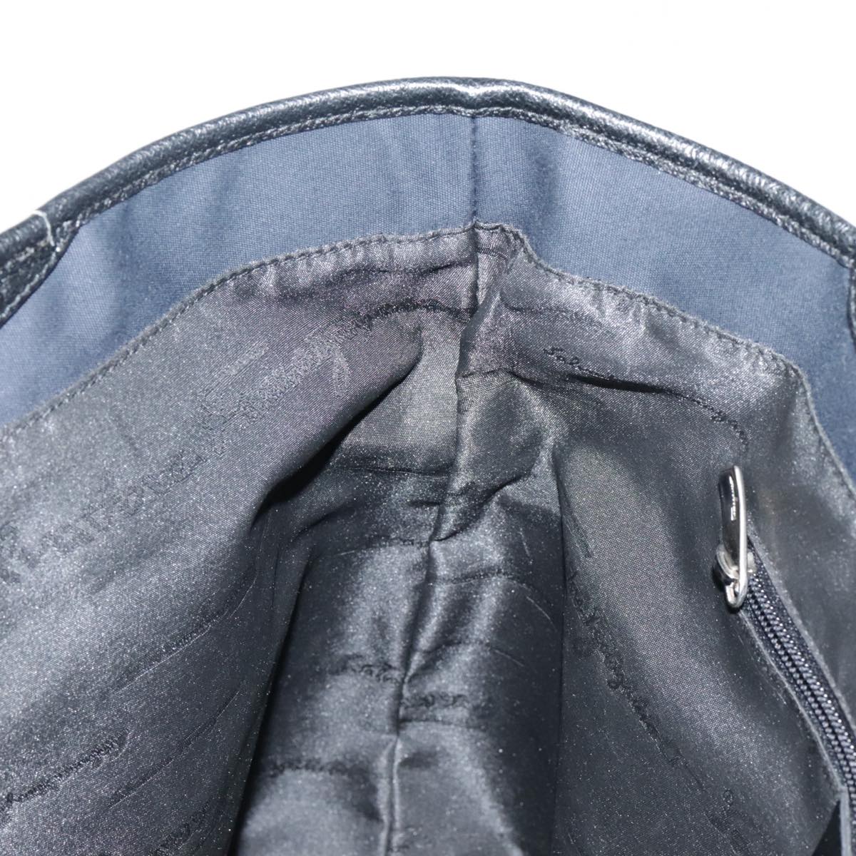 Salvatore Ferragamo Tote Bag Canvas Navy Silver Auth bs18544