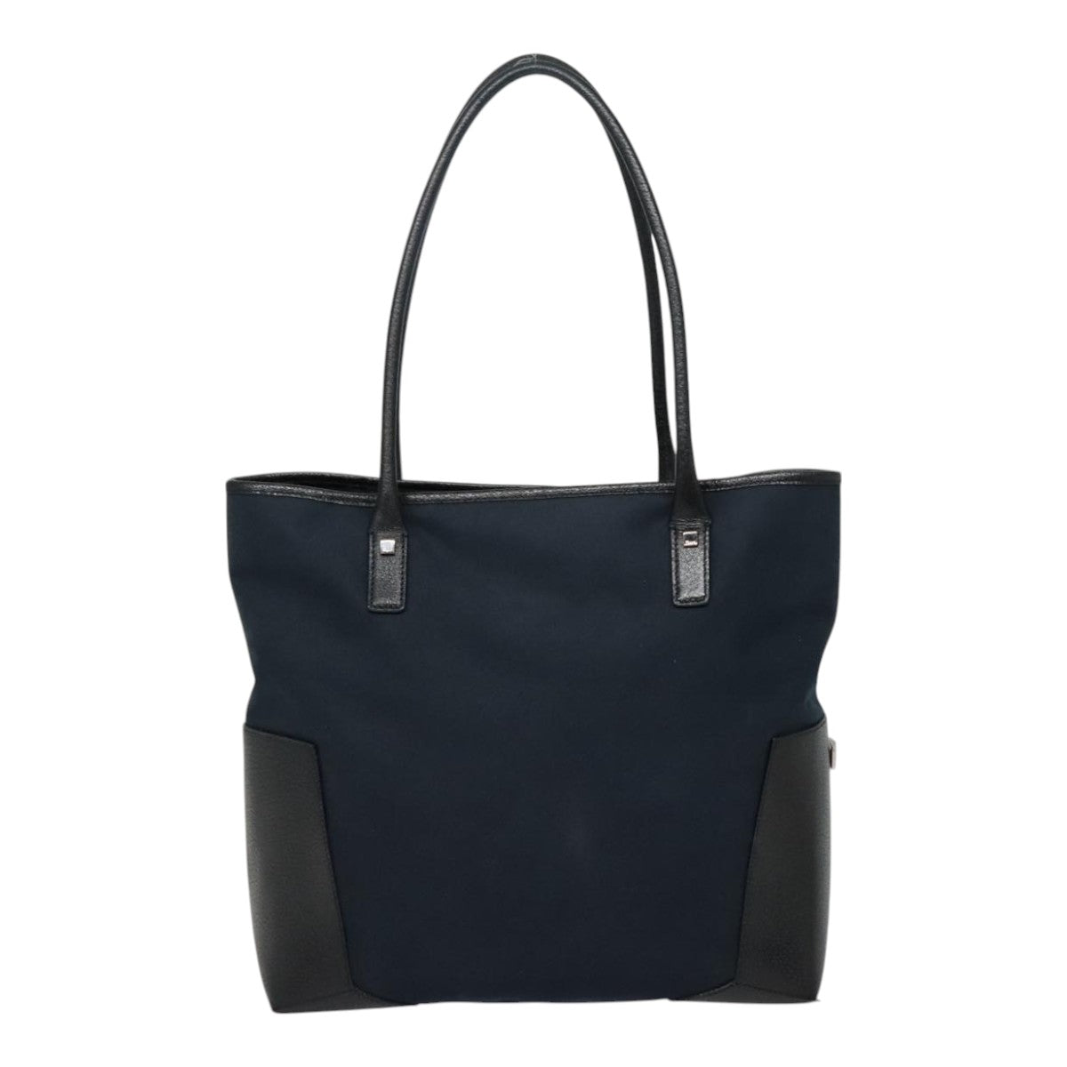 Salvatore Ferragamo Tote Bag Canvas Navy Silver Auth bs18544