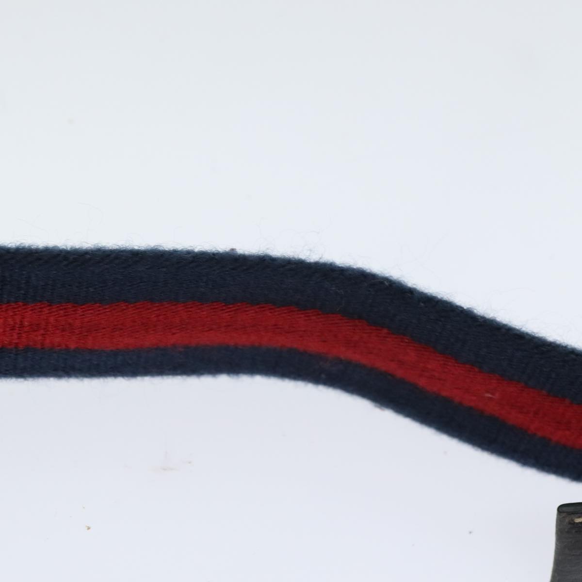 GUCCI GG Canvas Sherry Line Hand Bag Navy Silver Red 145811 Auth bs18558