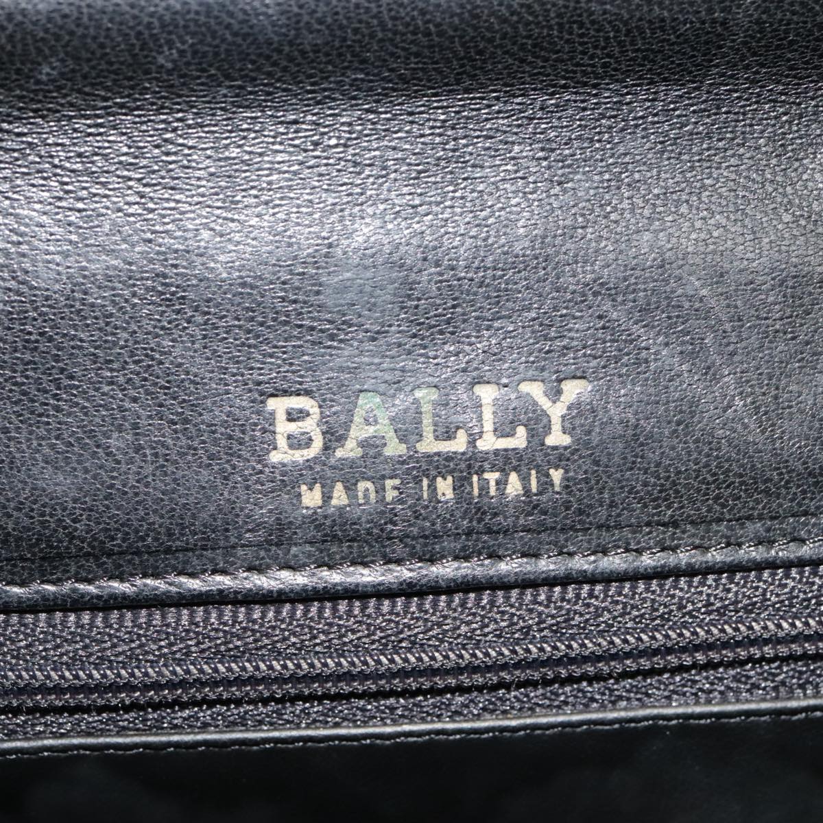 BALLY Hand Bag Leather Black Gold Auth bs18574