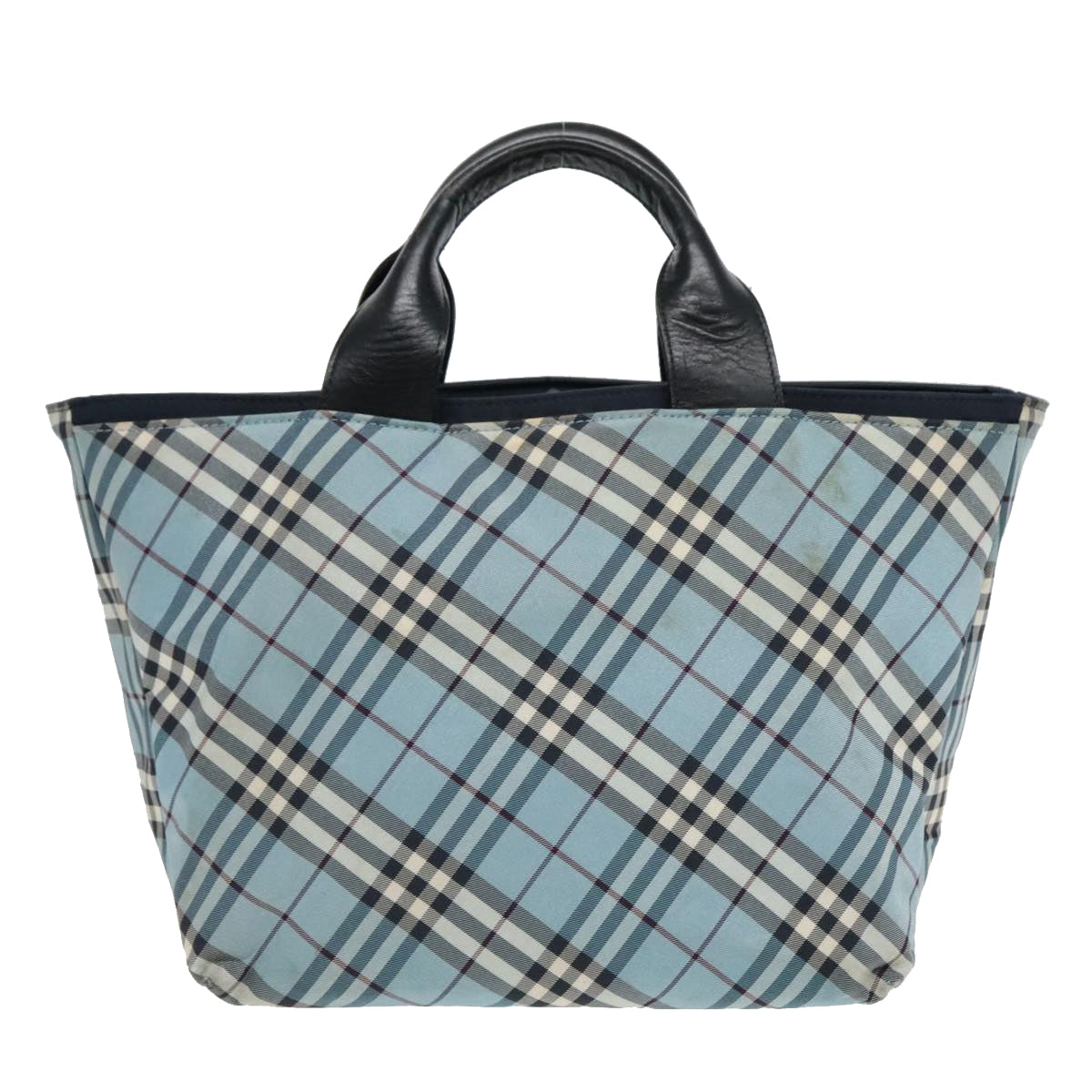 BURBERRY Nova Check Hand Bag Nylon Blue Silver Auth bs18587