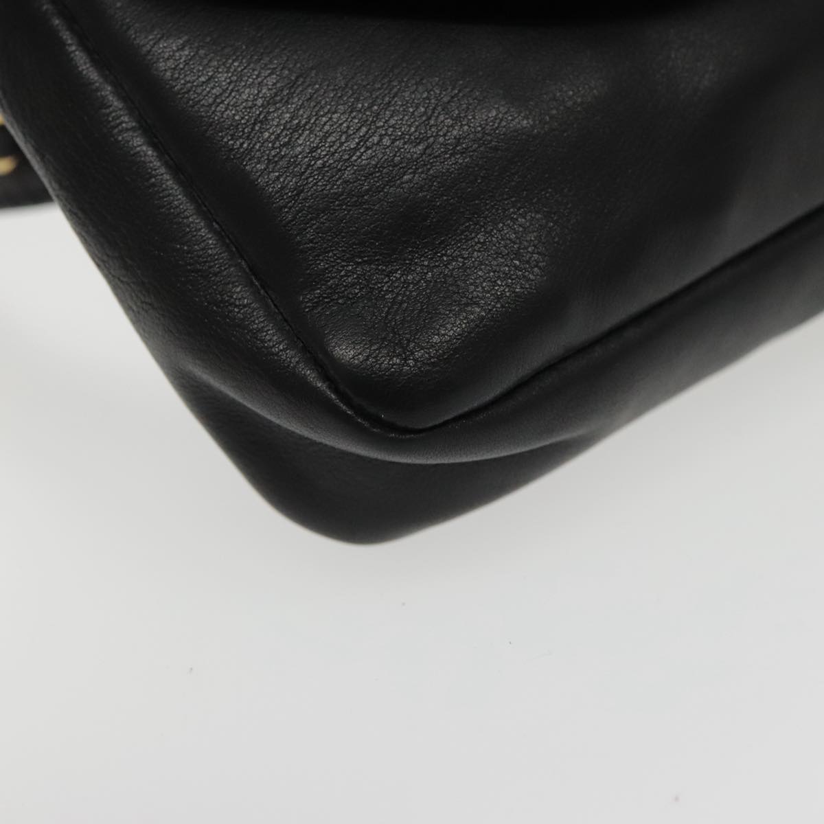 CHANEL COCO Mark Chain Waist bag Lamb Skin Black Gold CC Auth bs18653