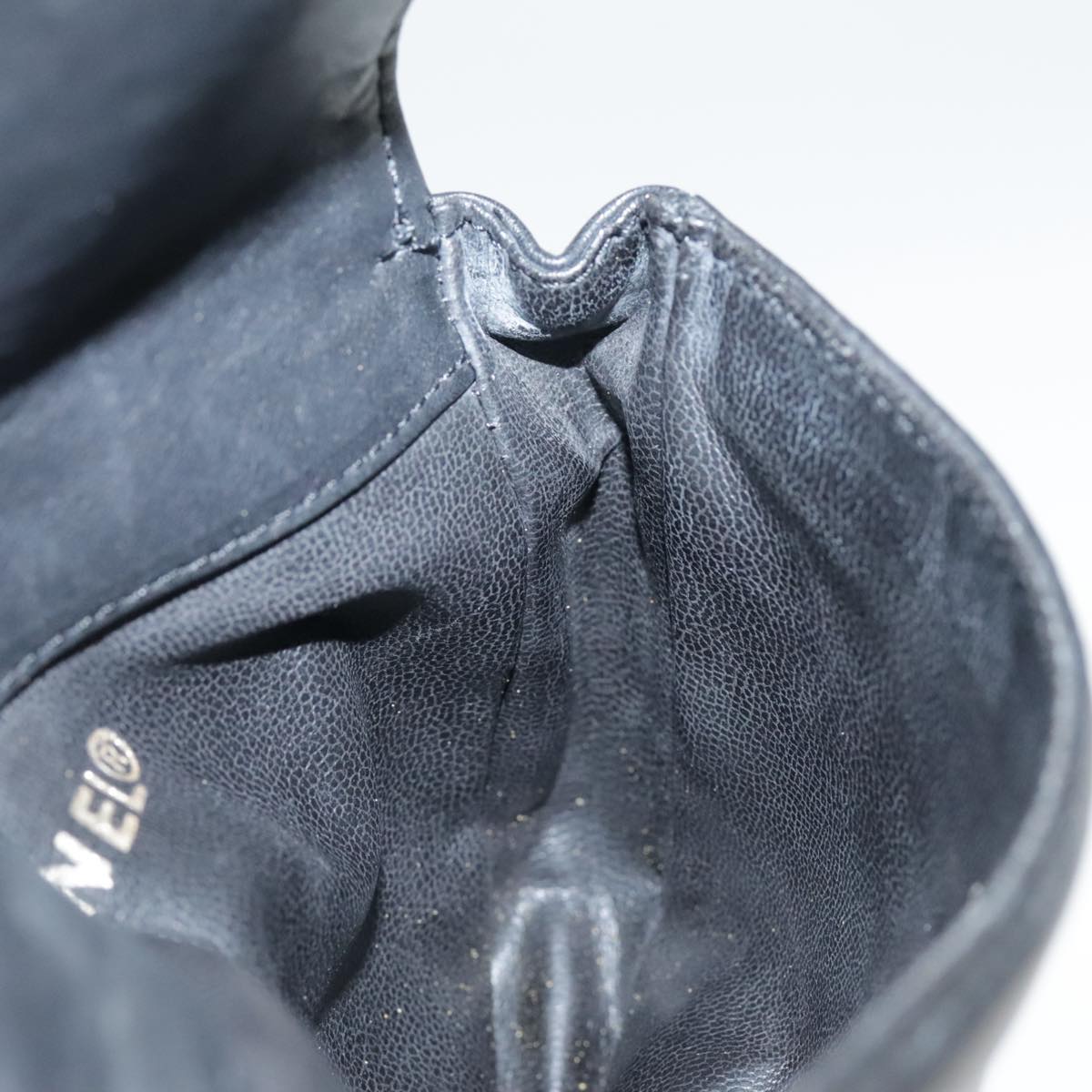 CHANEL COCO Mark Chain Waist bag Lamb Skin Black Gold CC Auth bs18653