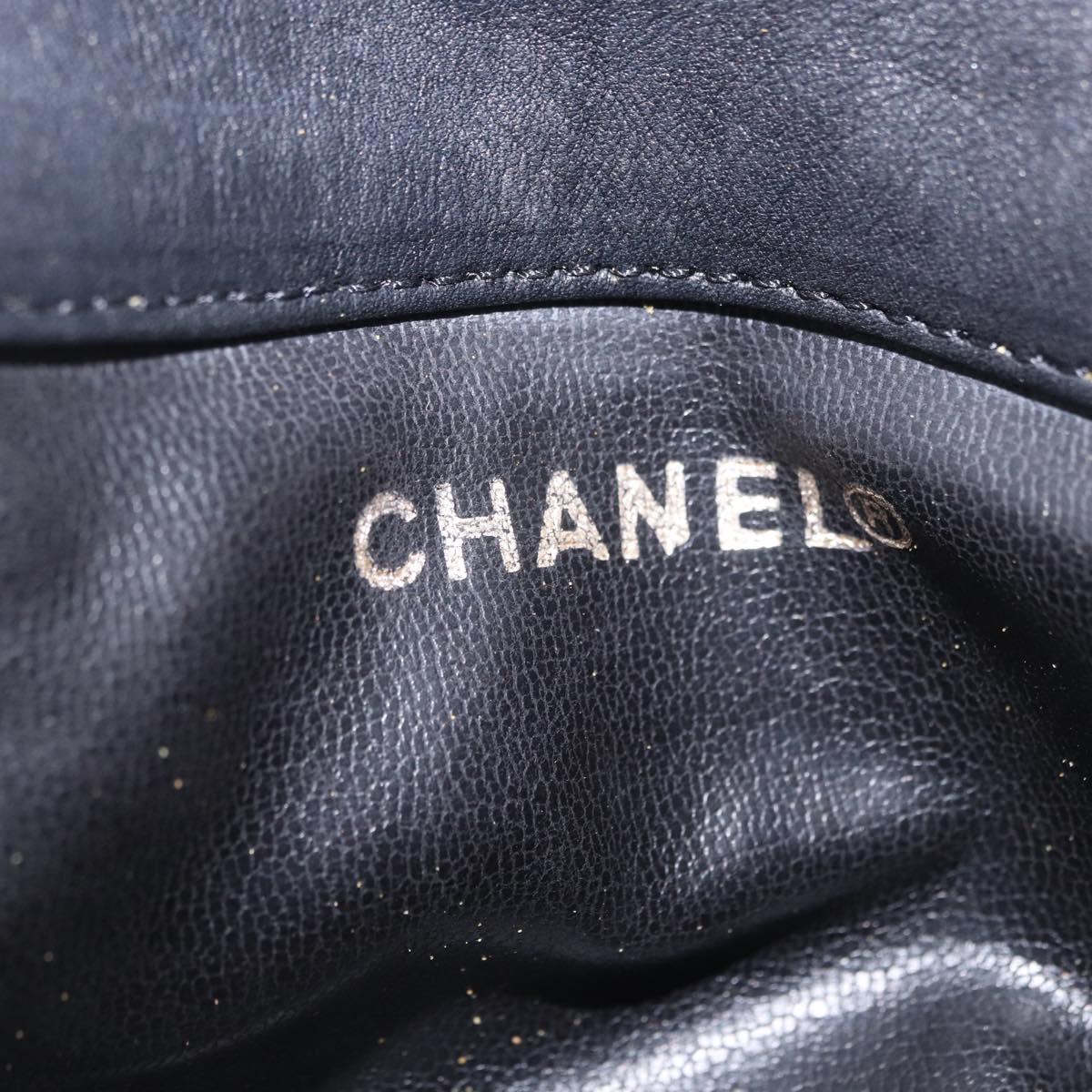 CHANEL COCO Mark Chain Waist bag Lamb Skin Black Gold CC Auth bs18653