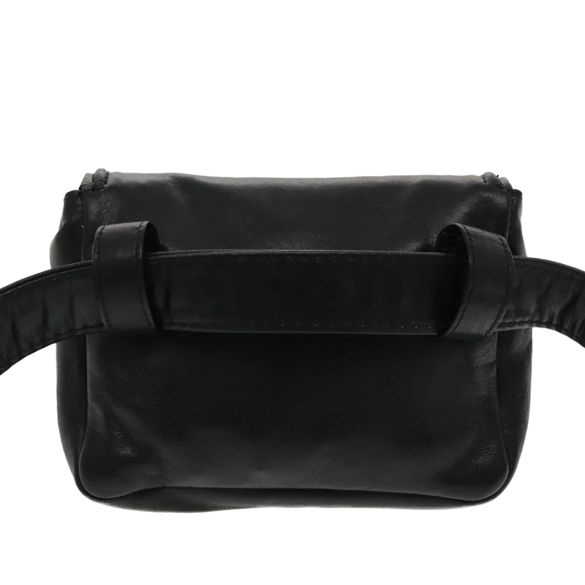 CHANEL COCO Mark Chain Waist bag Lamb Skin Black Gold CC Auth bs18653