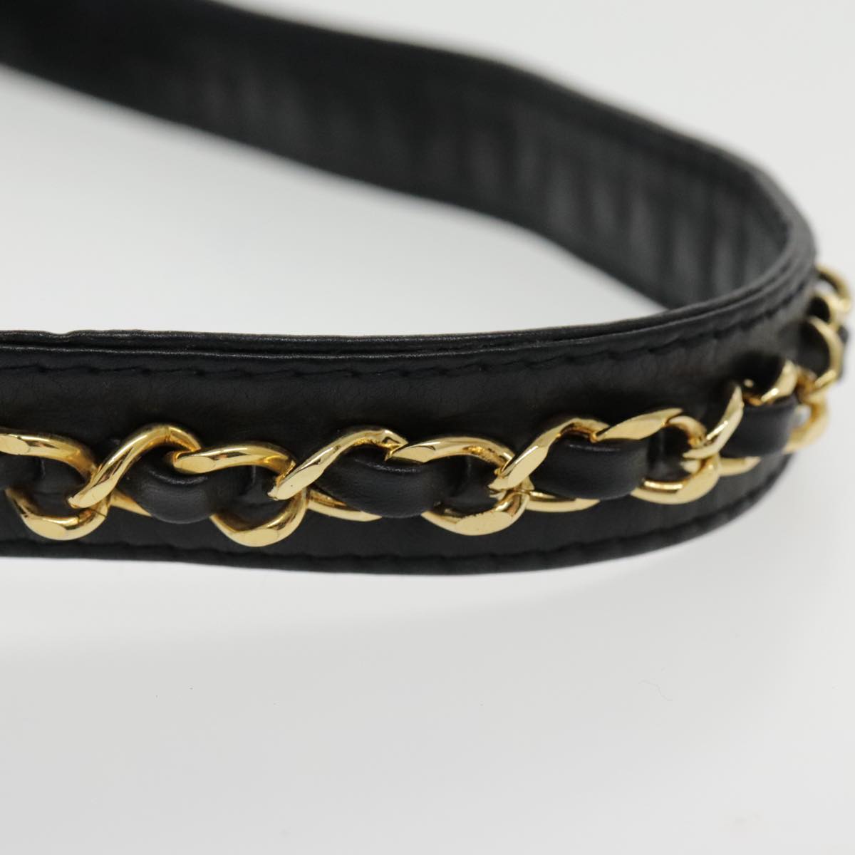 CHANEL COCO Mark Chain Waist bag Lamb Skin Black Gold CC Auth bs18653