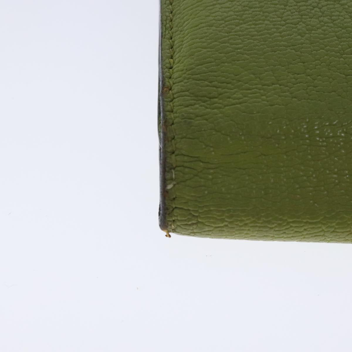 HERMES bean Souffl Wallet Leather Green Silver Auth bs18706