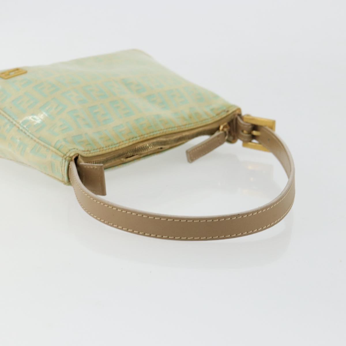 FENDI Zucchino Canvas Hand Bag Blue Beige gold Auth bs18730