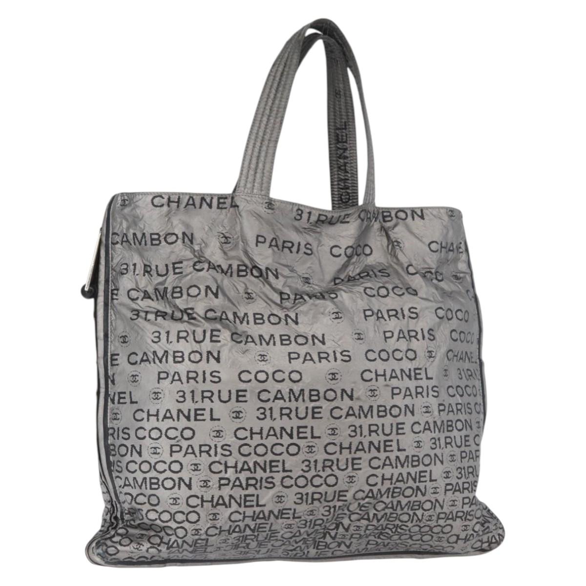CHANEL Unlimited Tote Bag Nylon Silver CC Auth bs18754