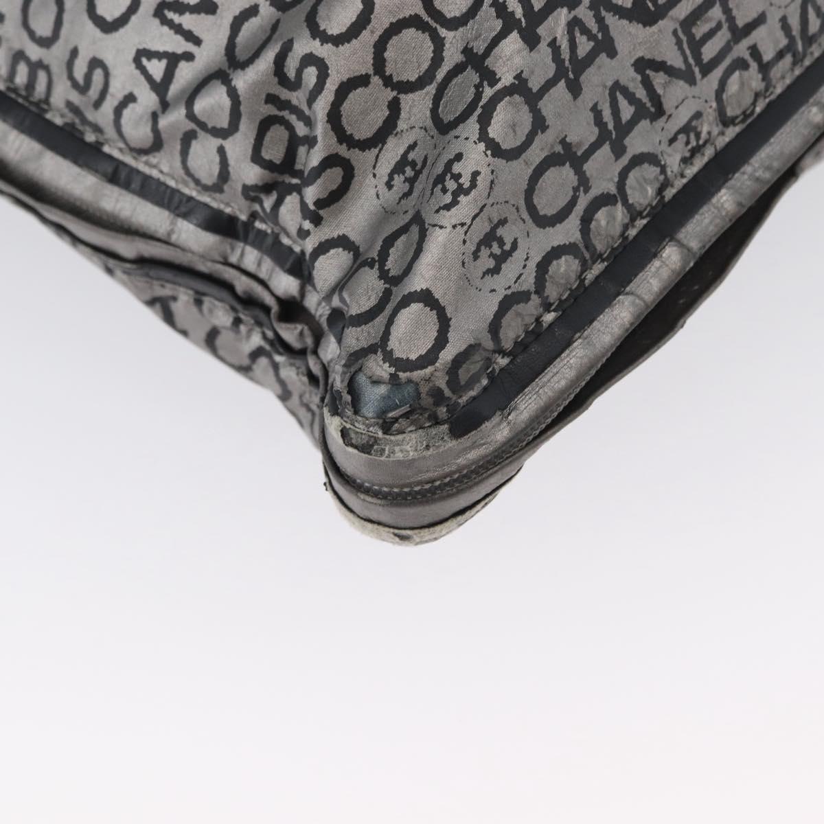 CHANEL Unlimited Tote Bag Nylon Silver CC Auth bs18754