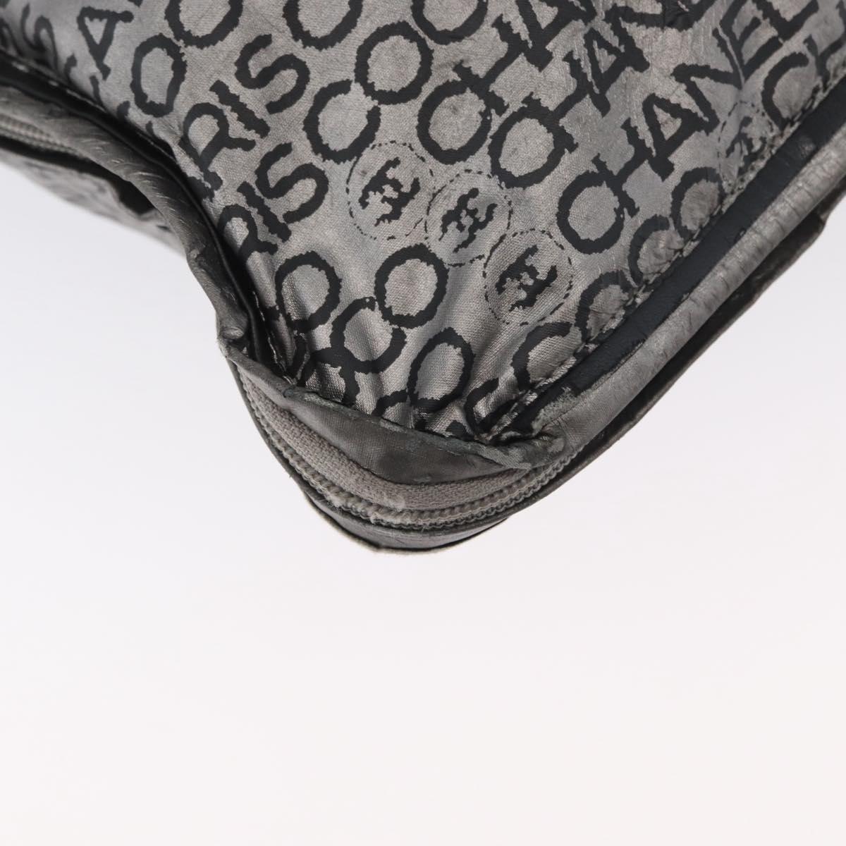 CHANEL Unlimited Tote Bag Nylon Silver CC Auth bs18754