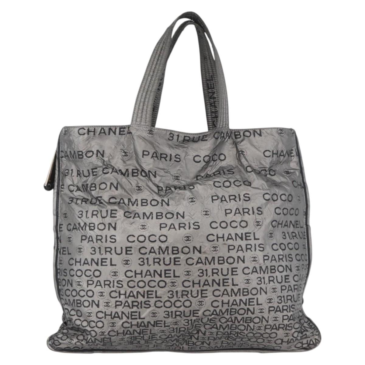 CHANEL Unlimited Tote Bag Nylon Silver CC Auth bs18754