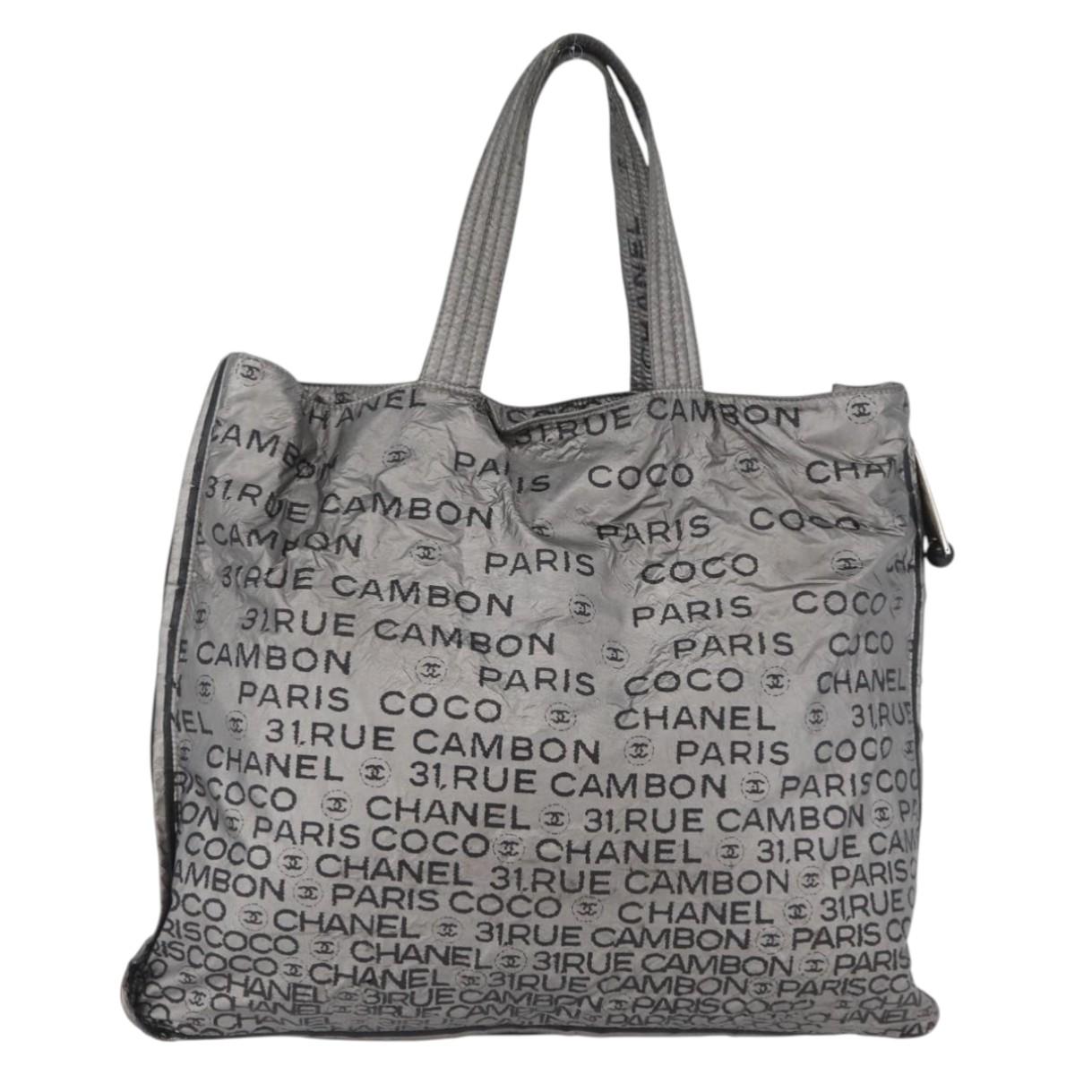 CHANEL Unlimited Tote Bag Nylon Silver CC Auth bs18754