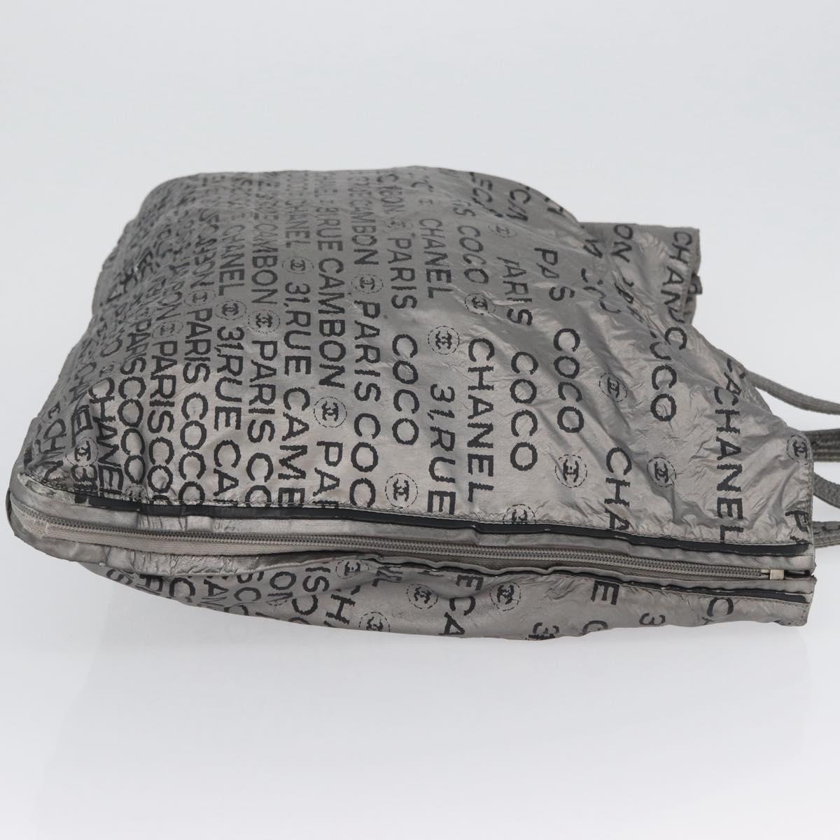 CHANEL Unlimited Tote Bag Nylon Silver CC Auth bs18754