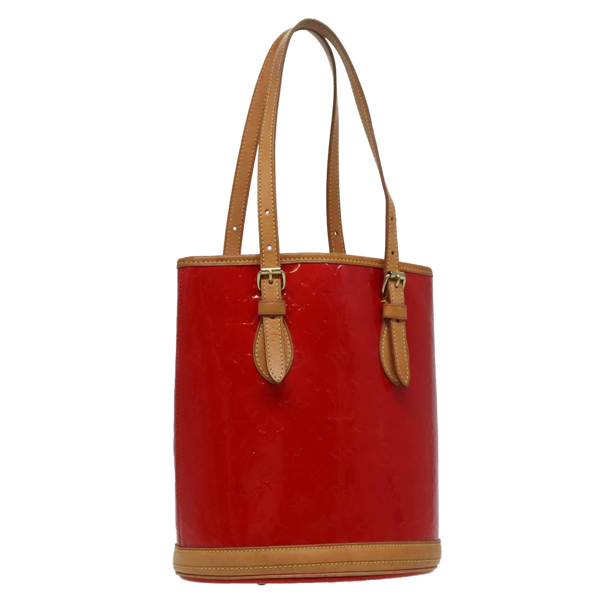 LOUIS VUITTON Monogram Vernis Bucket PM Shoulder Bag SPO Red LV Auth bs18759V