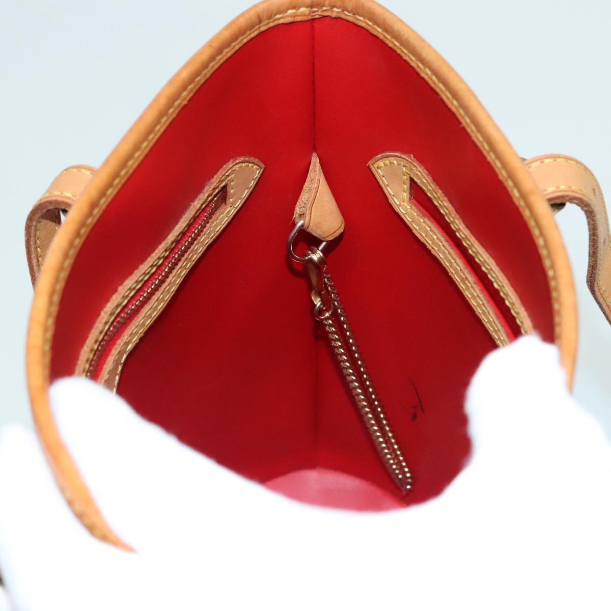 LOUIS VUITTON Monogram Vernis Bucket PM Shoulder Bag SPO Red LV Auth bs18759V