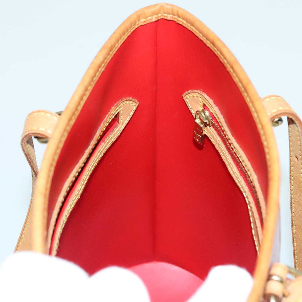 LOUIS VUITTON Monogram Vernis Bucket PM Shoulder Bag SPO Red LV Auth bs18759V