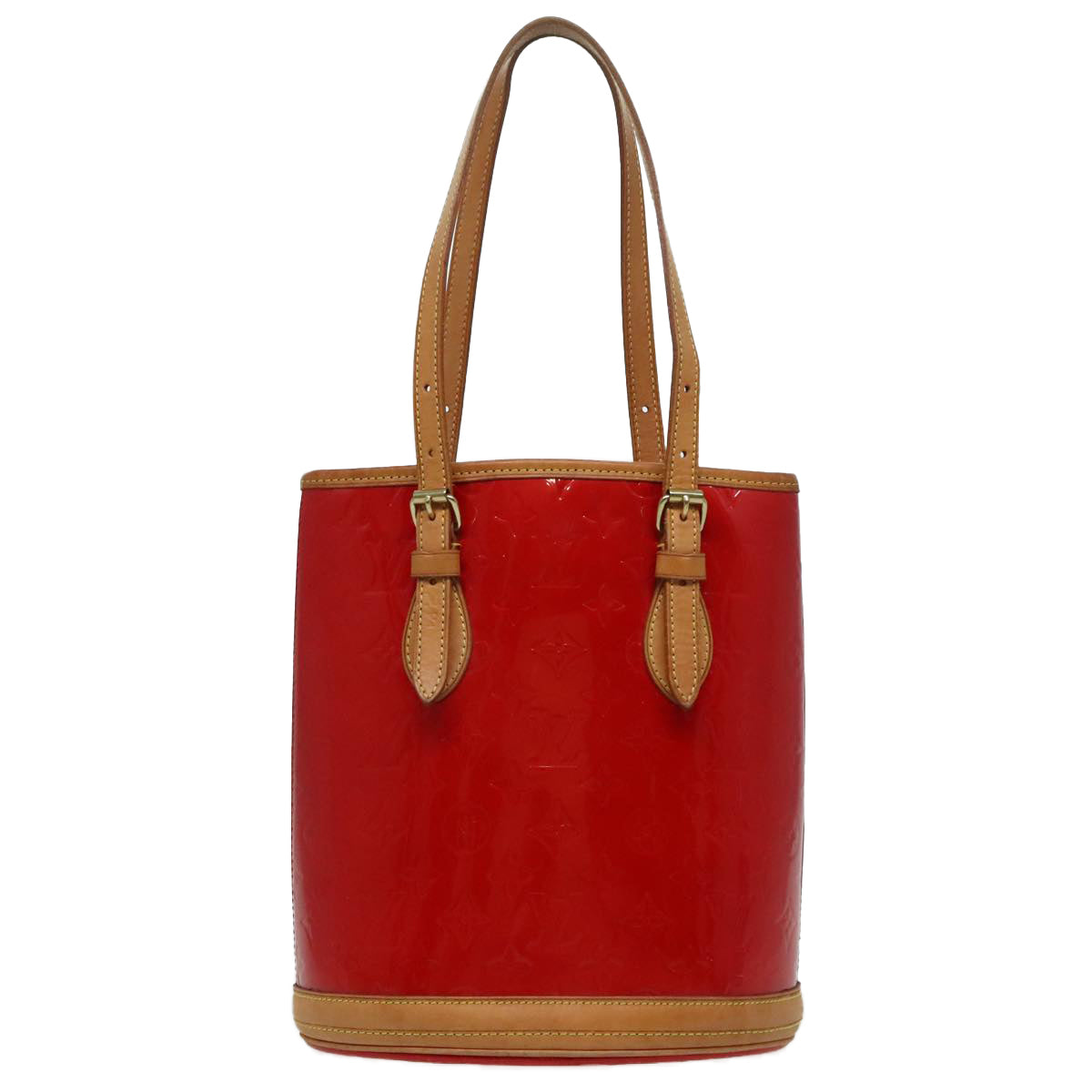 LOUIS VUITTON Monogram Vernis Bucket PM Shoulder Bag SPO Red LV Auth bs18759V