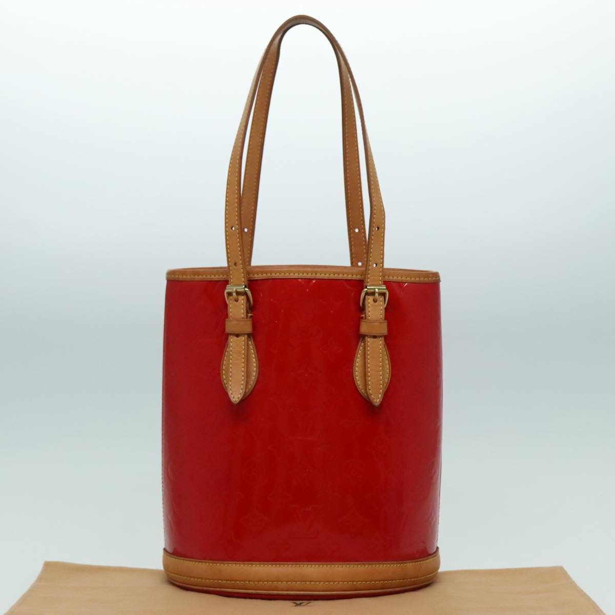 LOUIS VUITTON Monogram Vernis Bucket PM Shoulder Bag SPO Red LV Auth bs18759V
