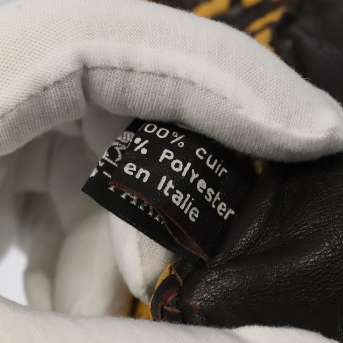 HERMES Cushion Leather Yellow Auth bs18779