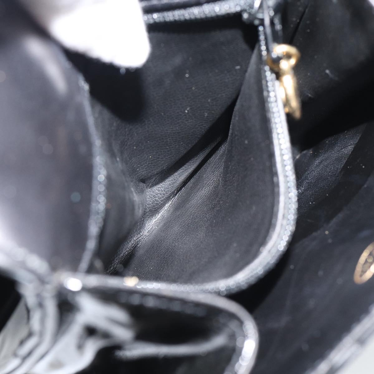 CHANEL V Stitch Waist bag Patent leather Black Gold CC Auth bs18829