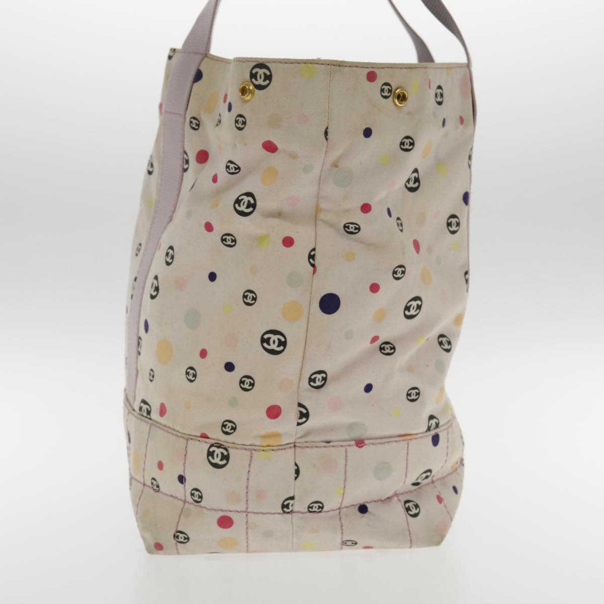 CHANEL Tote Bag Canvas Multicolor Gold CC Auth bs18833