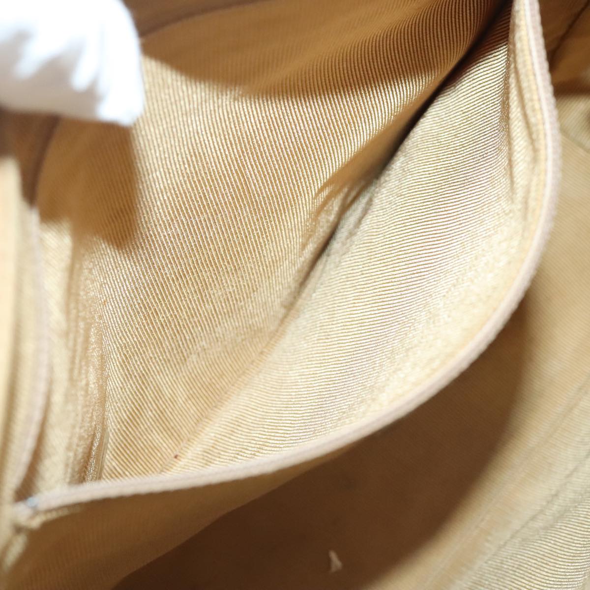 CHANEL Chain Shoulder Bag Calf Skin Beige Gold CC Auth bs18835