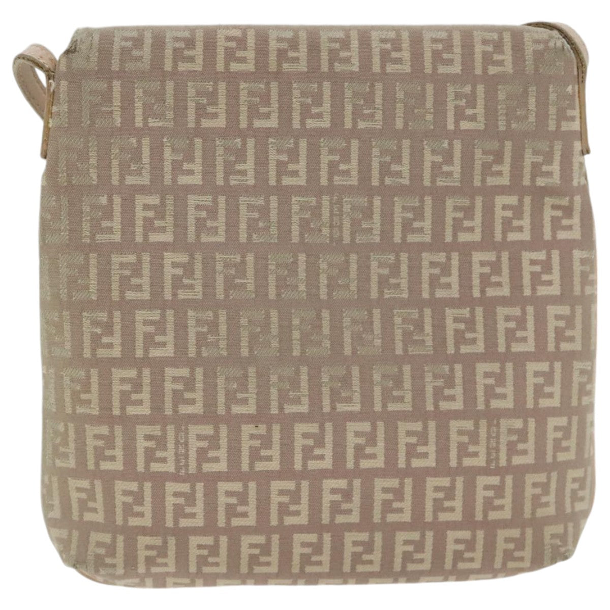 FENDI Zucchino Canvas Shoulder Bag Beige Gold Auth bs18891