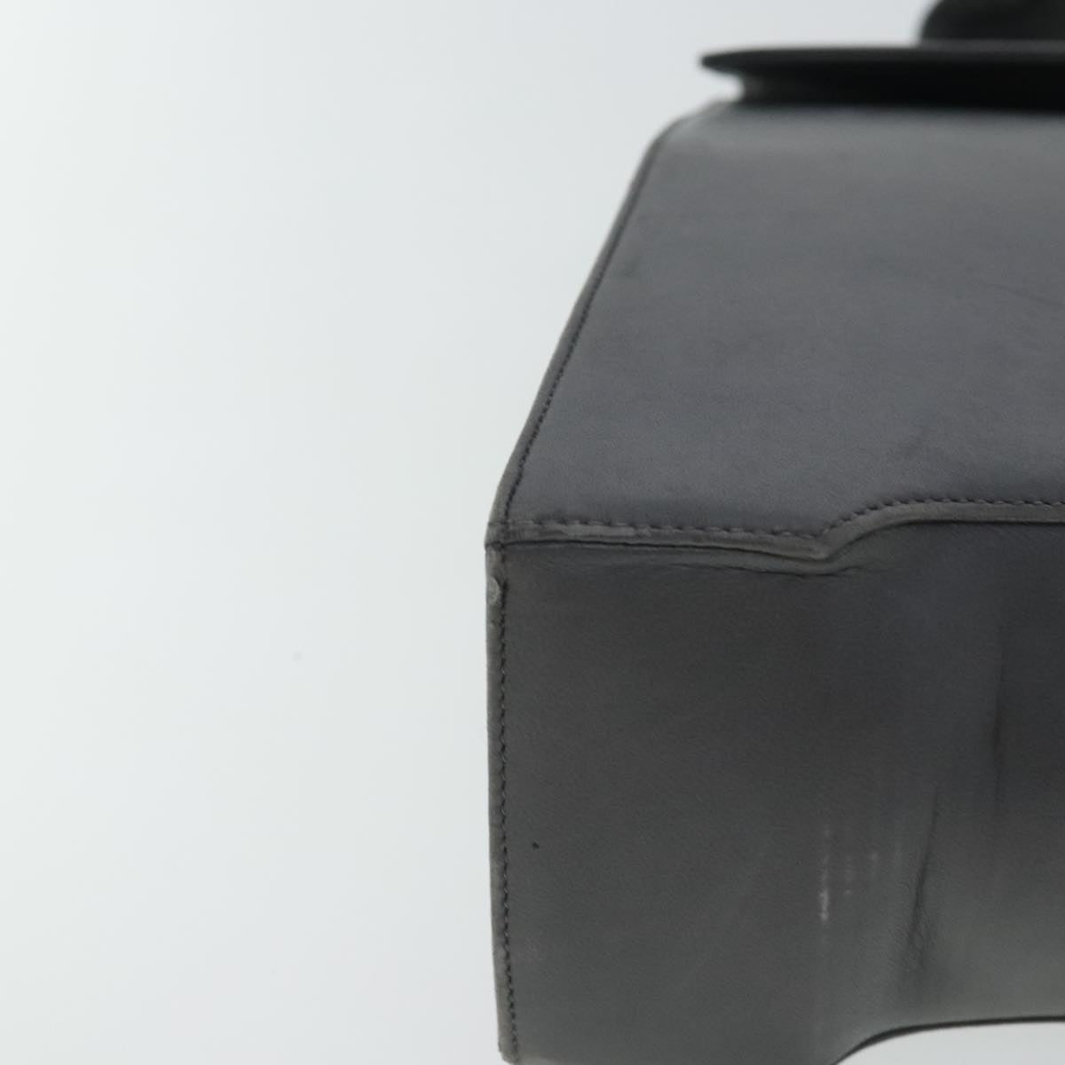 Salvatore Ferragamo Hand Bag Leather Gray Gold Auth bs18987