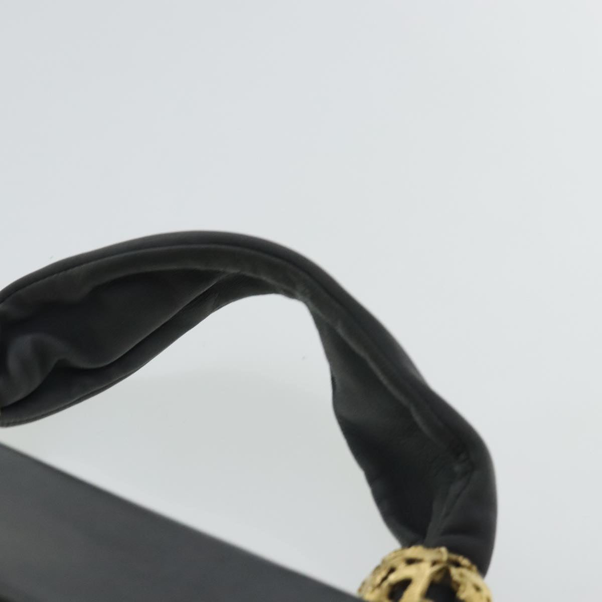 Salvatore Ferragamo Hand Bag Leather Gray Gold Auth bs18987