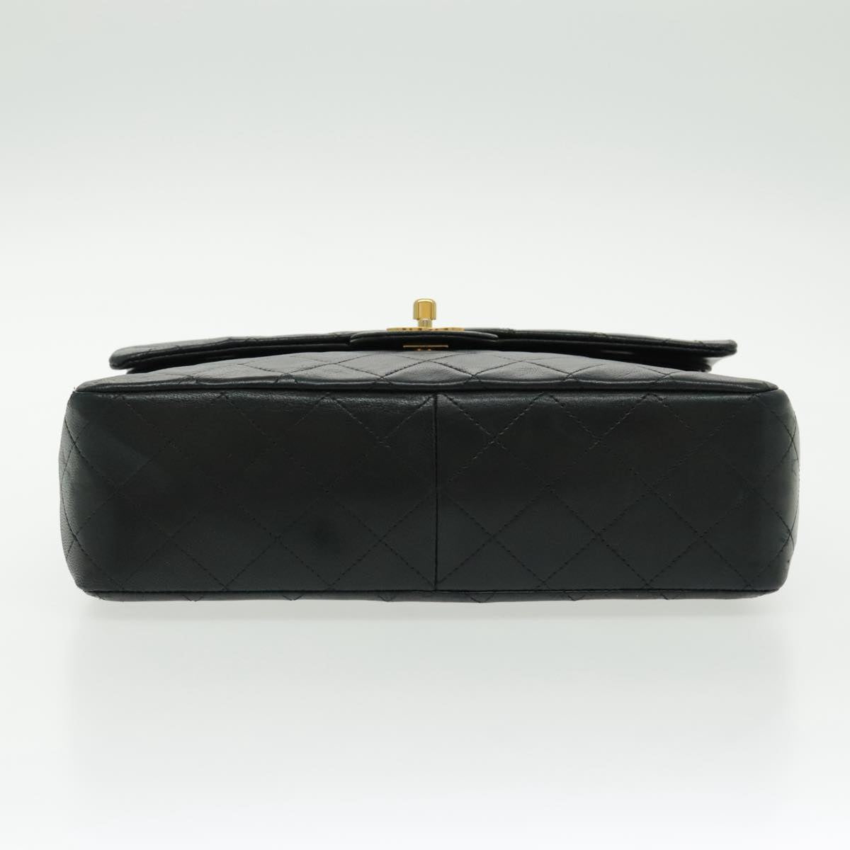 CHANEL Matrasse Chain Shoulder Bag Lamb Skin Black Gold CC Auth bs19047A