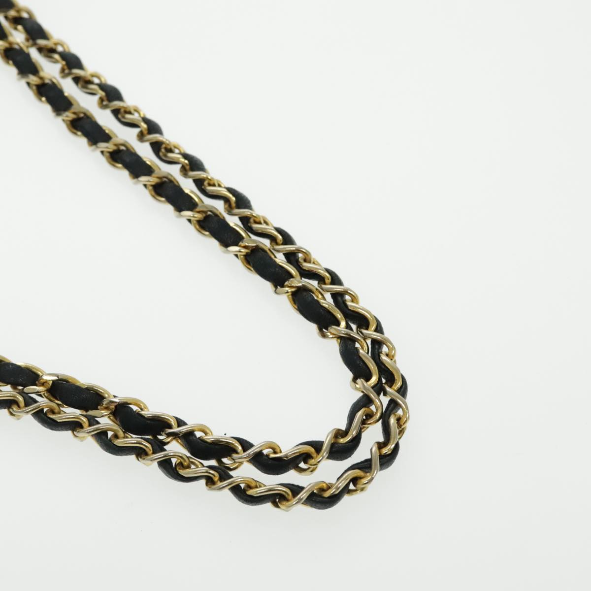 CHANEL Matrasse Chain Shoulder Bag Lamb Skin Black Gold CC Auth bs19047A