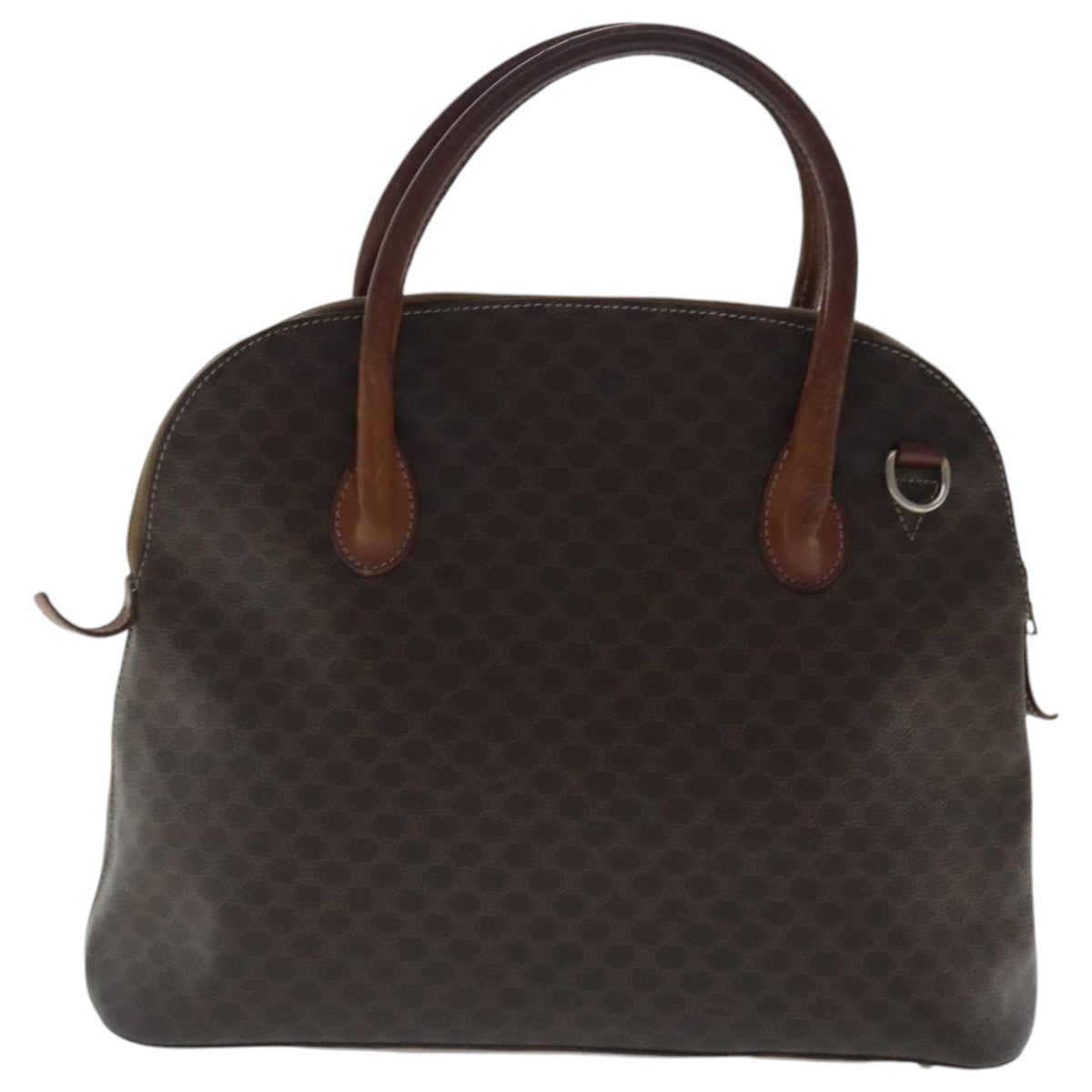 CELINE Macadam Canvas Hand Bag PVC Leather Gold Brown Auth bs19145