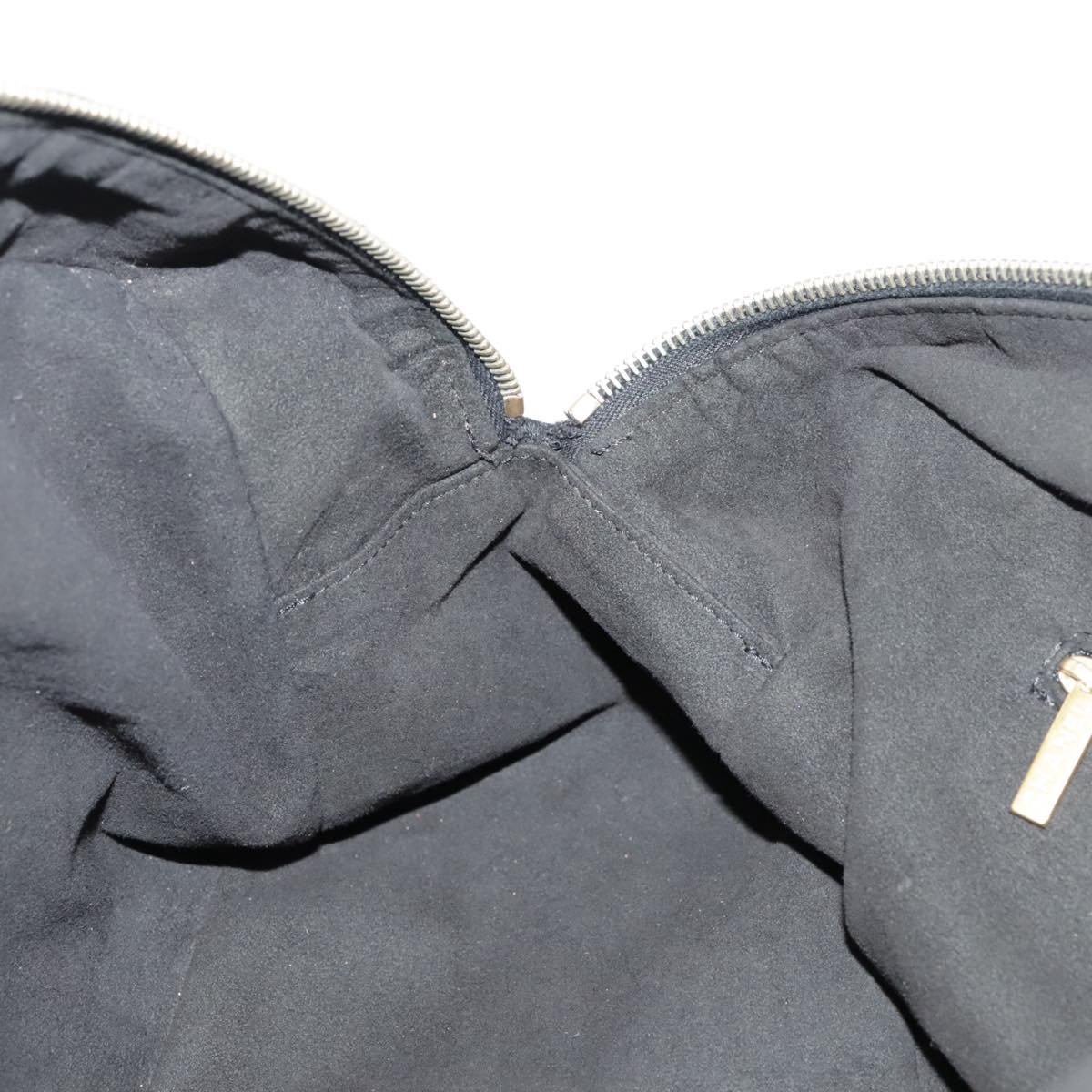 CHANEL Hand Bag Cotton Black Gold CC Auth bs19294