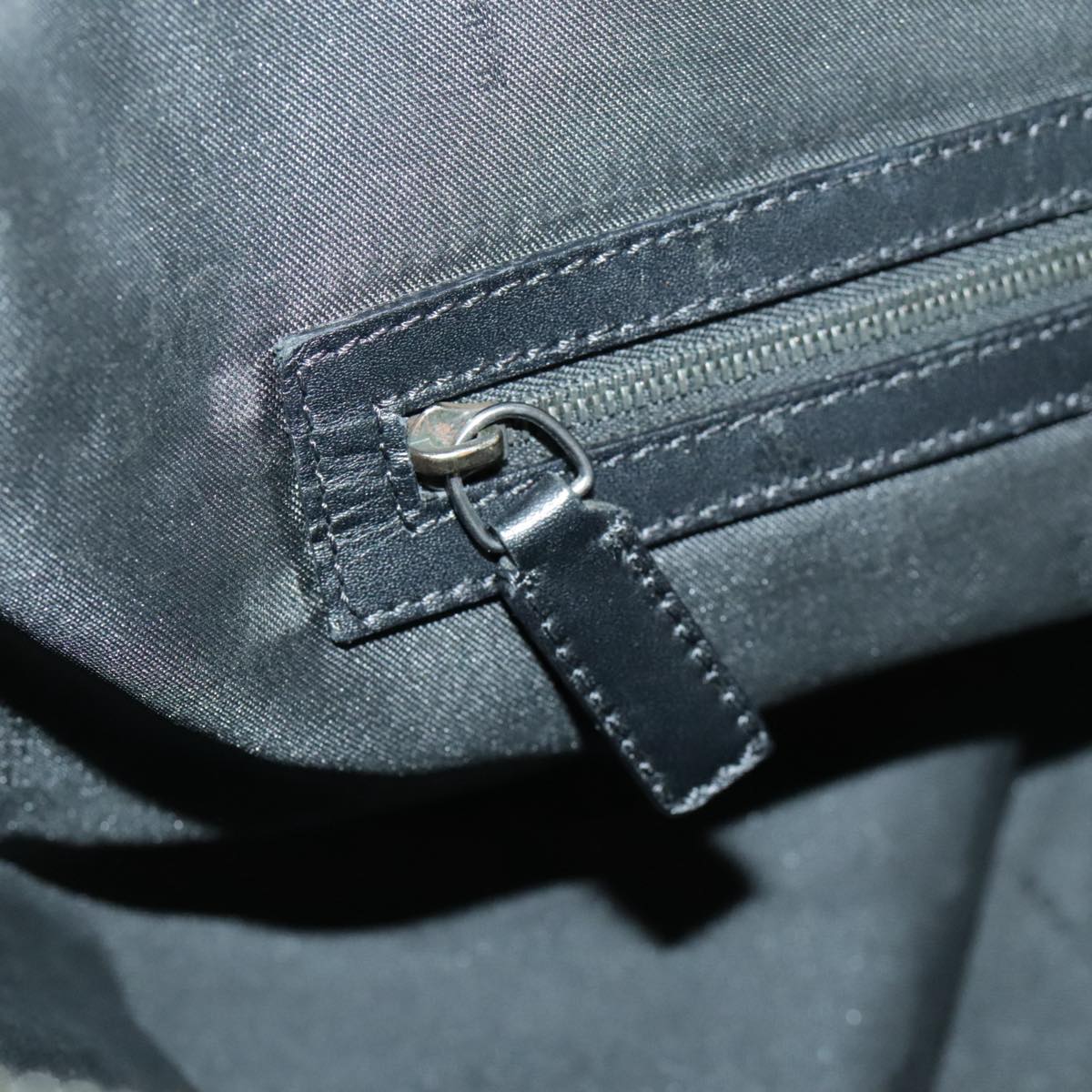 FENDI Zucchino Canvas Boston Bag Dark Brown Black Silver Auth bs19297